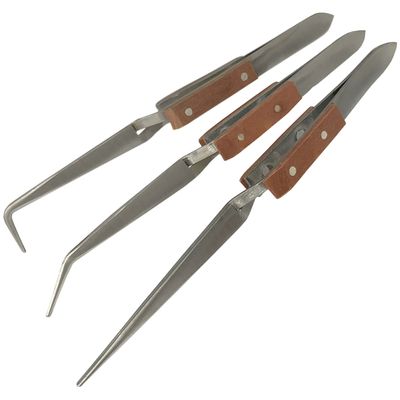 Jewellers Tools Angled & Straight Self Locking Soldering Tweezers (30gm, 6.25'' & 6'', Fiber, Heat Resistant, 30gms, 90 degree), for watch jewellers or clock makers, hand free