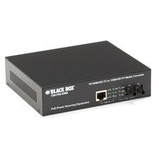 Black Box LPM601A 10BASE-T/100BASE-TX to 100BASE-FX Media Converter, 100m Multimode Fiber, Panel Mount, 1 Channel, 48-36V DC
