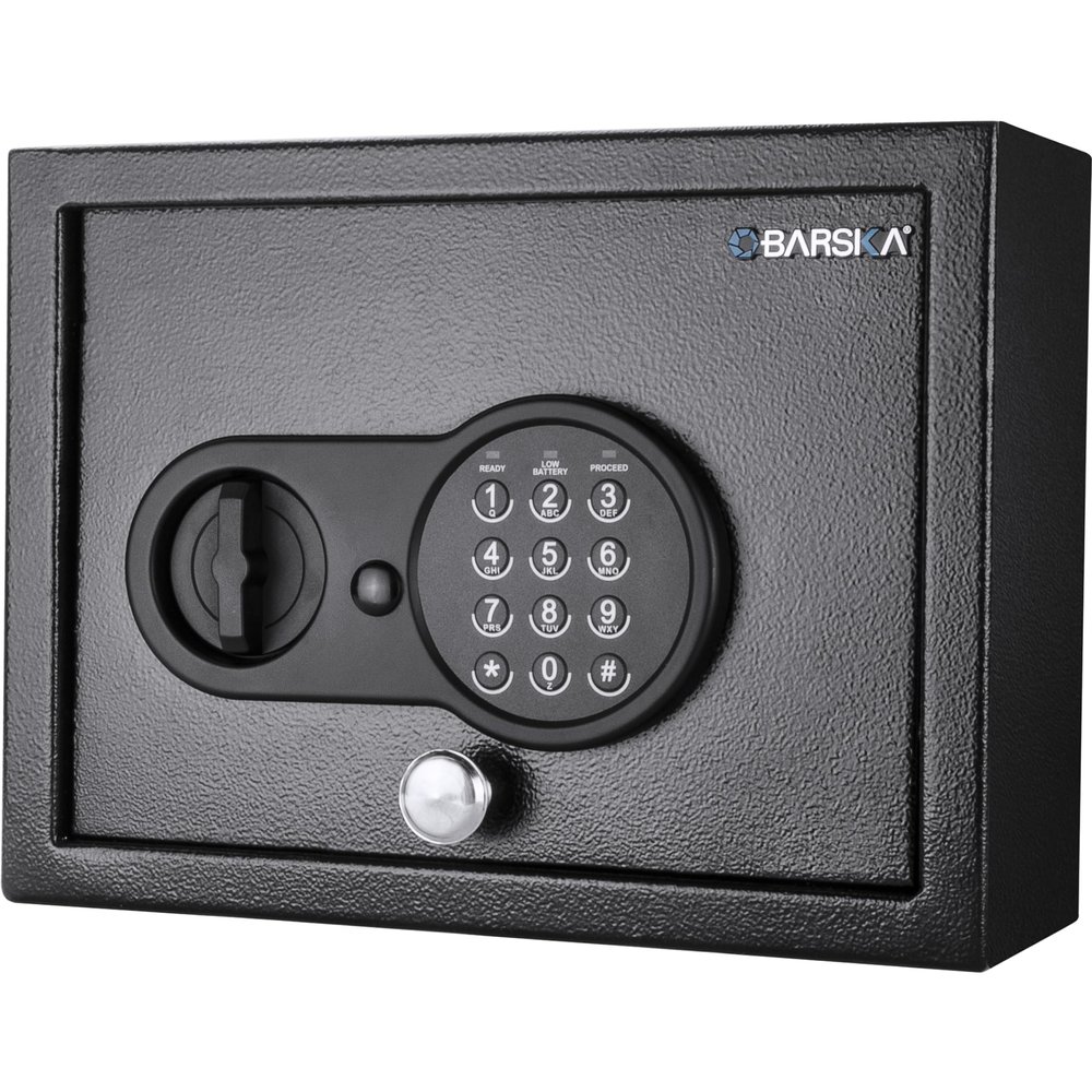 Barska Digital Keypad Security Safe Box 0.15 Cu Ft Solid Steel Top-Opening Drawer Safe with Deadbolts for Home, Office, Jewelry, Cash, and Valuables