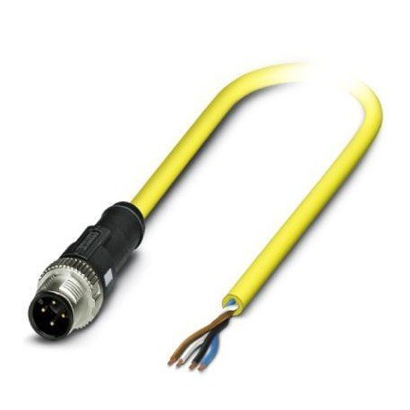 1406224, Sensor/Actuator Cable, Str M12 M 4p to Cut end, 4wire 10m, PVC, YEL, SAC-4P-M12MS/10,0-542 BK