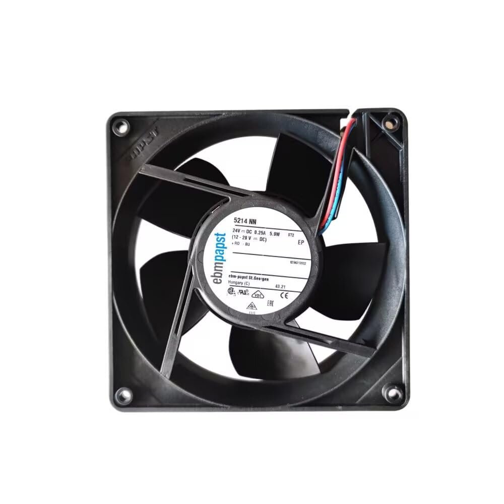 5214NN ebm-papst DC Axial Fan 5214 NN DC 12-28V 24V Nom 1.4-8.2W 113-292mA 1750-3520RPM 216m/h 107Pa Ball Bearing Cooling Fan for Network power supply