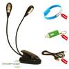 LED Book Light By Powervibe, Portable and Flexible Clip On Desk Reading Lamp, FREE Micro USB Bracelet, FREE Keyring Light, FREE USB Cord Included view 1