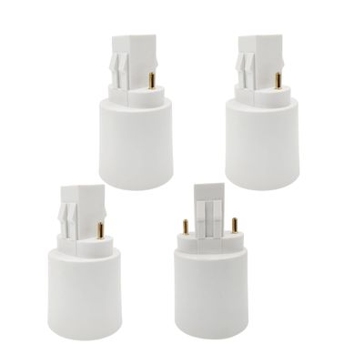 E-Simpo 2Pin Gx23 to E26/E27 Lamp Base Holder Socket Adapter, Refinded Gx23 to E26/e27 Bulb Base Converter CFL PL-S PL-C Bulb Holder Conversion Double Tab.2P in Parallel (4-Pack)