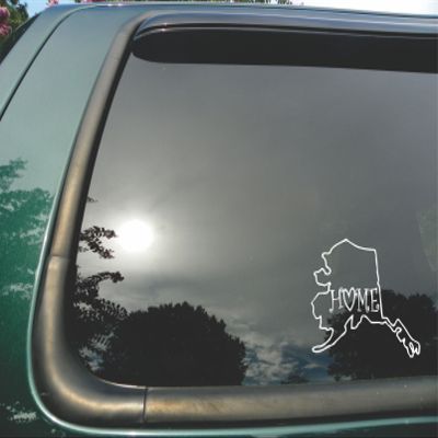 Alaska State- Home (C)- Die Cut White Vinyl Window Decal/sticker for Car/Truck/Laptop 5"x5.5"