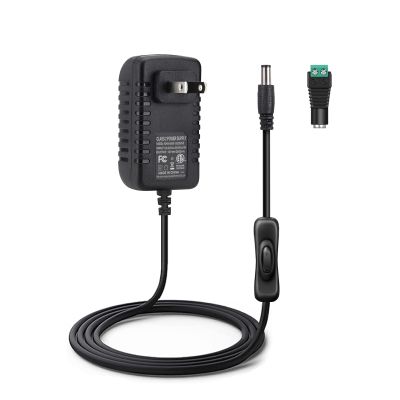 AspenTek 12V 2A Power Supply with Switch with Inline On Off Switch