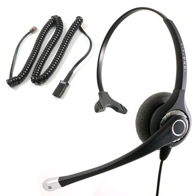 INNOTALK - RJ9 Superb Mono Office, Call Center Phone Headset & Quick Disconnect Pigtail Adapter, Durable for Polycom, Mitel, and More, Sturdy 9 Ft. Wired Headset for Desk Phone