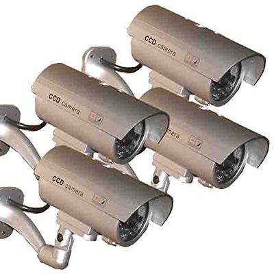 JYtrend 4 Pack (TM) Outdoor Dummy Fake Security Camera with Inflared LEDs Blinking Light, Silver