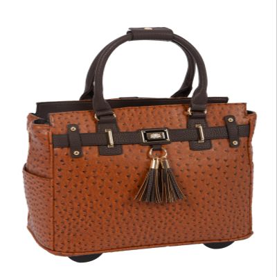 JKM & Company Rolling Laptop Bag for Women | Designer Wheeled Briefcase | Fits 13-17" Laptops | Office Travel Computer Case (Uptown Ostrich)