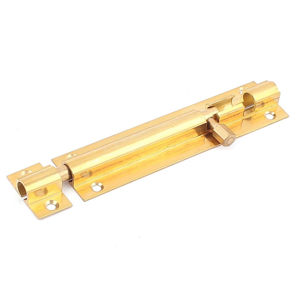 uxcell 4" Long Brass Door Latch Sliding Lock Barrel Bolt Gold Tone