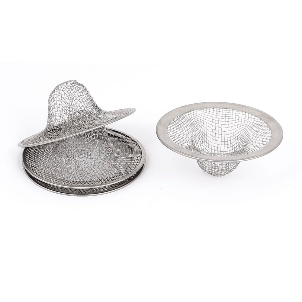 uxcell 4Pcs Mesh Hole Kitchen Bathroom Slop Laundry Basin Basket Silver