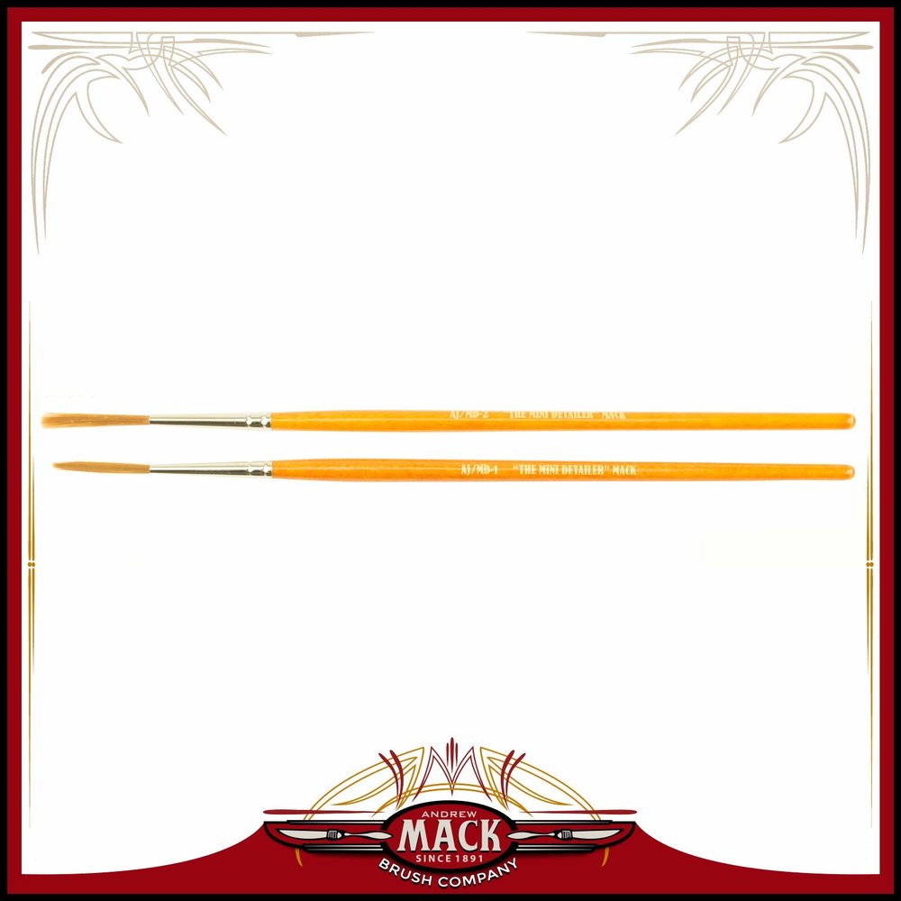 Set of 2 Size 1-2 Series AJ Alan Johnson Mini Detailer Brush Dark Brown Synthetic Hair Pinstriper