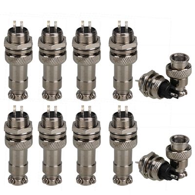 10 x Male 2pins Aviation Connector Plug GX12 12mm Panel Water Resistance 300V 5A