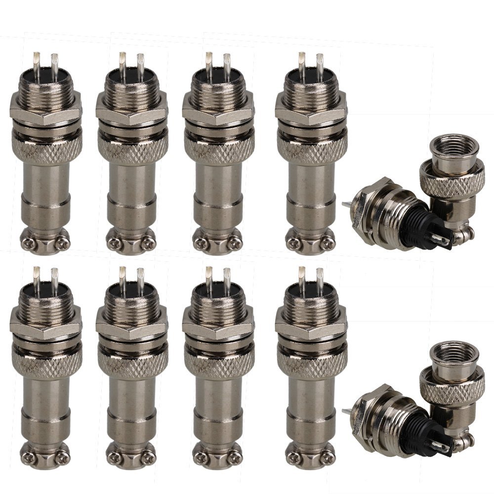 10 x Male 2pins Aviation Connector Plug GX12 12mm Panel Water Resistance 300V 5A