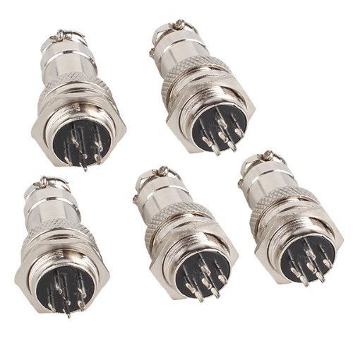 5pcs 16mm GX16-6 Aviation Plug 6-Pin Metal Male Female Panel Connector 250V 5A
