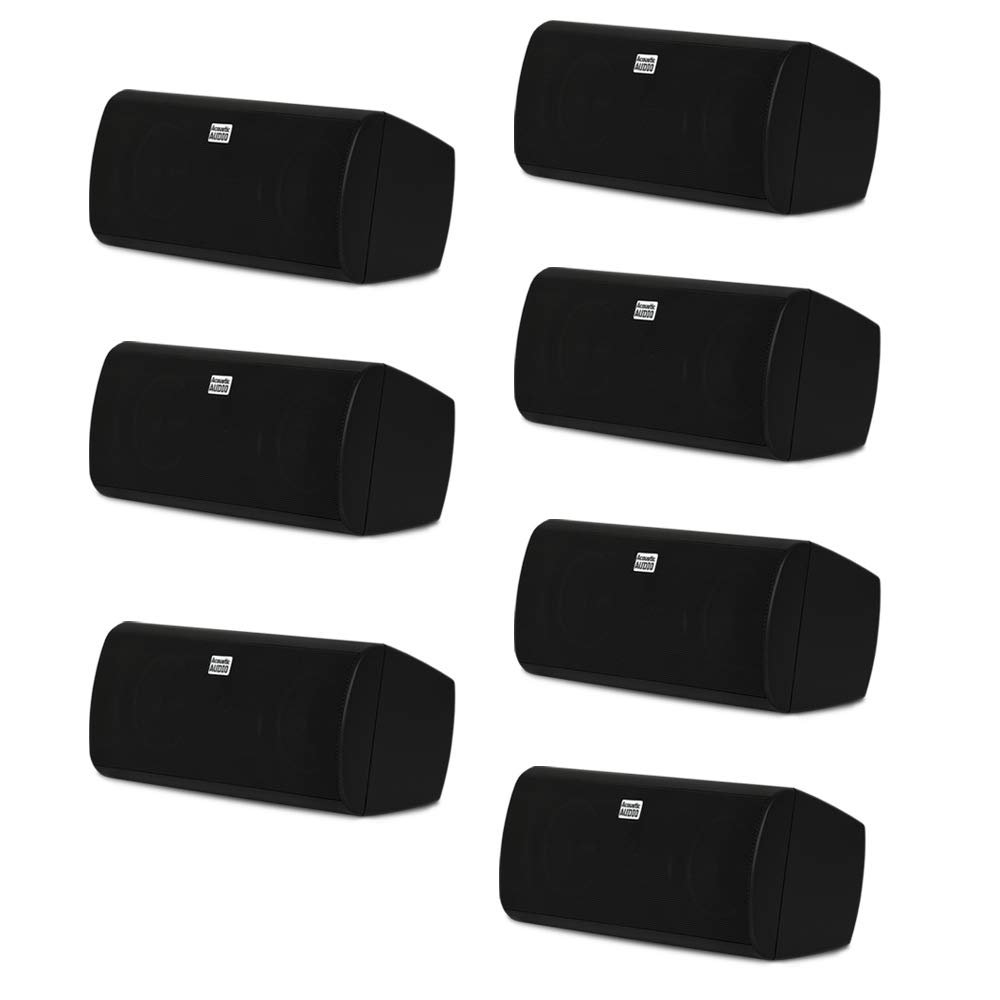 Acoustic Audio AA35CB Indoor 3 Way Speakers 2800 Watts Black Bookshelf 7 Speaker Set AA35CB-7S
