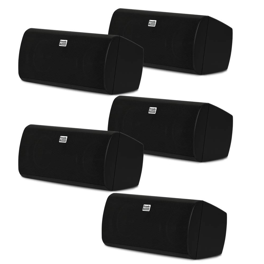 Acoustic Audio AA35CB Indoor 3 Way Speakers 2000 Watts Black Bookshelf 5 Speaker Set AA35CB-5S