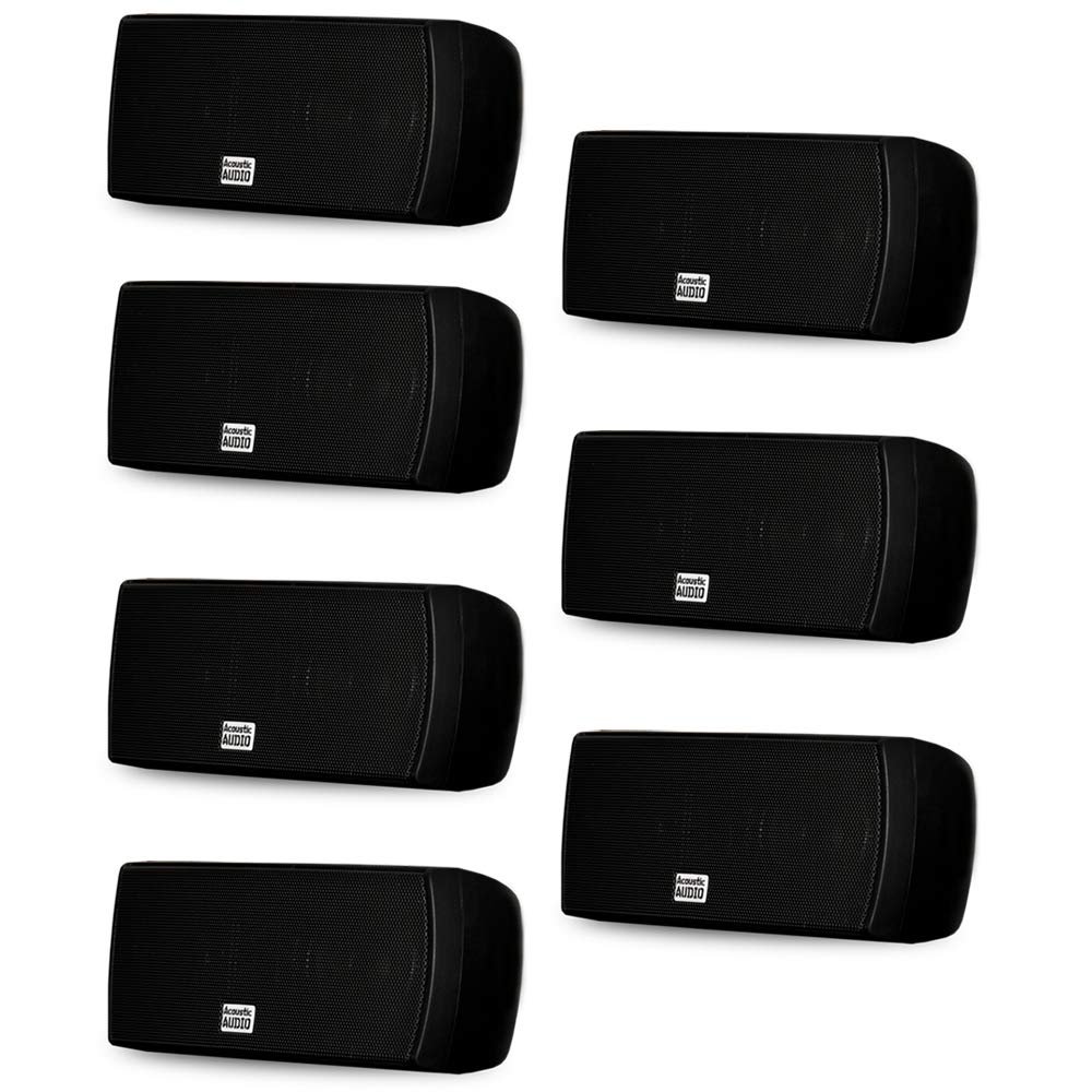 Acoustic Audio AA32CB Mountable Indoor Speakers 2100 Watts Black Bookshelf 7 Speaker Set AA32CB-7S