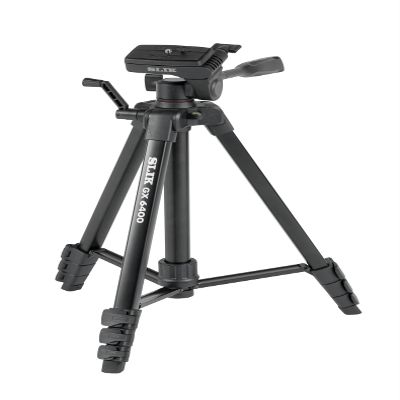 SLIK 216835 GX 6400 4 Stage Lever Lock 0.8 inch (21 mm) Pipe Diameter 3-Way Head Quick Shoe Type Tripod