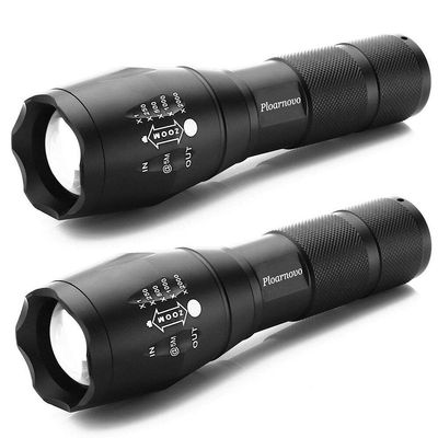 Ploarnovo 2 Pack Tactical Flashlight High Lumens LED with Adjustable Focus and 5 Light Modes for Camping Hiking Emergency, Hurricane, Power Outage,Gift-Giving