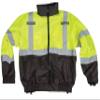 MIVIS Safety Apparel Class 3 Ansi Hi- Bottom Bomber Jacket with Fleece Zip-Out Liner, XX-Large, Lime view 1