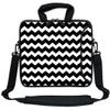 12 Inch Water Resistant Neoprene Laptop Bag with Reinforced Zipper, Strap, Pockets, Fits 11.6" to 12.3" Laptops - Black Chevron Pattern view 1