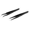 uxcell Hand Tool Pointed Straight Bent Tips Metal Tweezers Black 2Pcs view 1