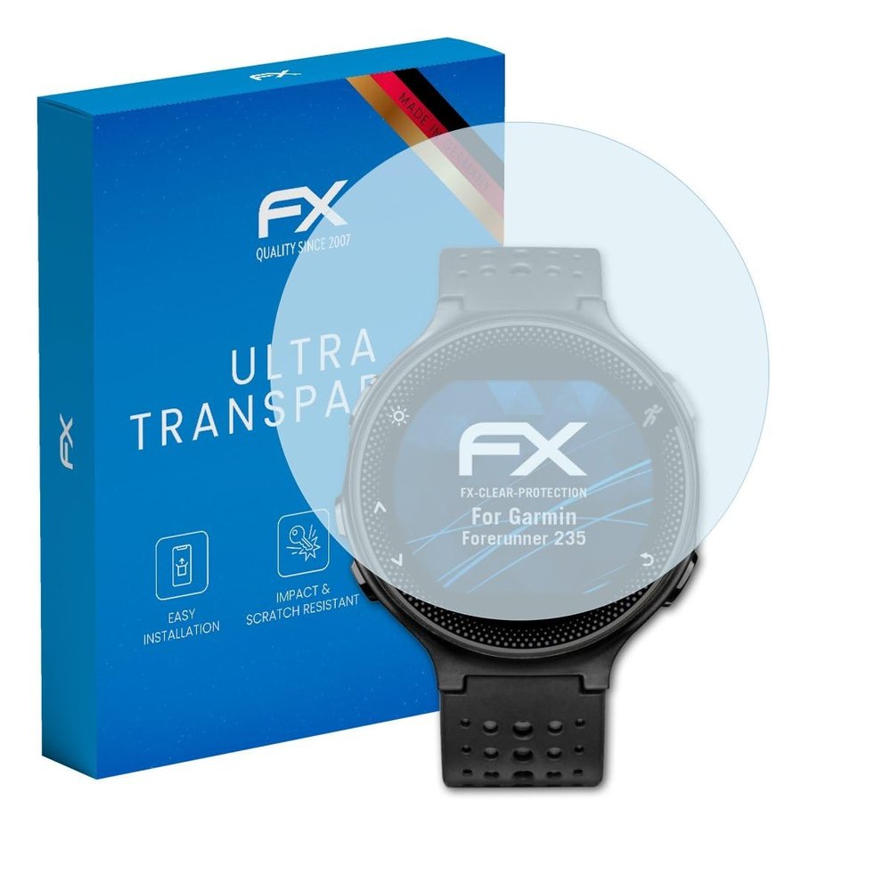 atFoliX Screen Protection Film compatible with Garmin Forerunner 235 Screen Protector, ultra-clear FX Protective Film (3X)