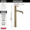 Delta Trinsic Vessel Sink Brushed Gold Bathroom Faucet 1 Hole, Single Hole Bathroom Sink Faucet for Vanity, Champagne Bronze 759-CZ-DST view 2