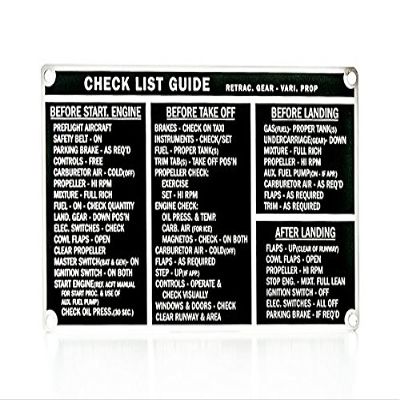Checklist for Many Retractable Gear, Variable Prop Aircraft