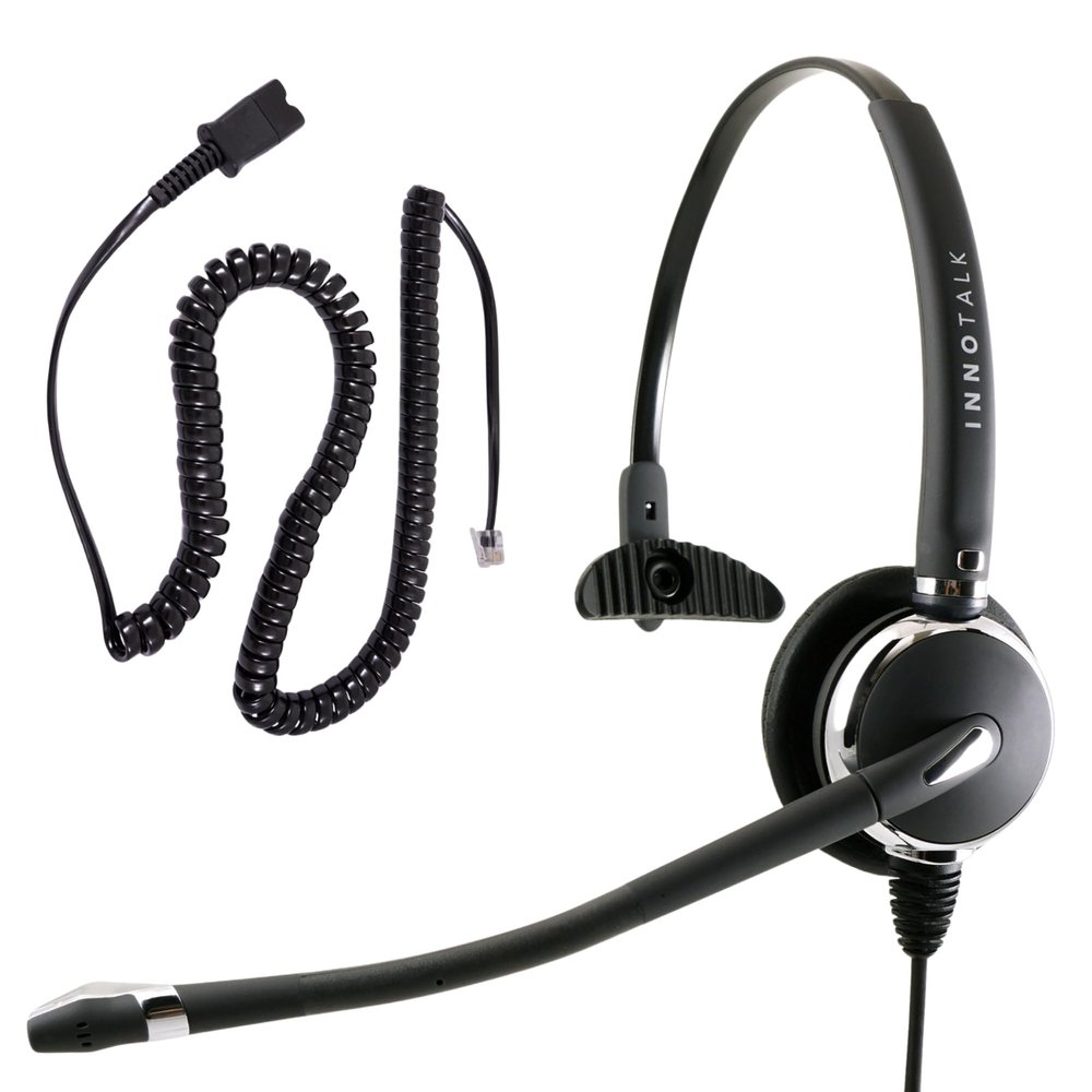 INNOTALK - Cisco Phone Headset, Pro Mono Wired Headset with Microphone & Quick Disconnect Headset Adapter for Most Cisco Phones, Customer Service Wired Headphones, Cost Effective Corded Headset