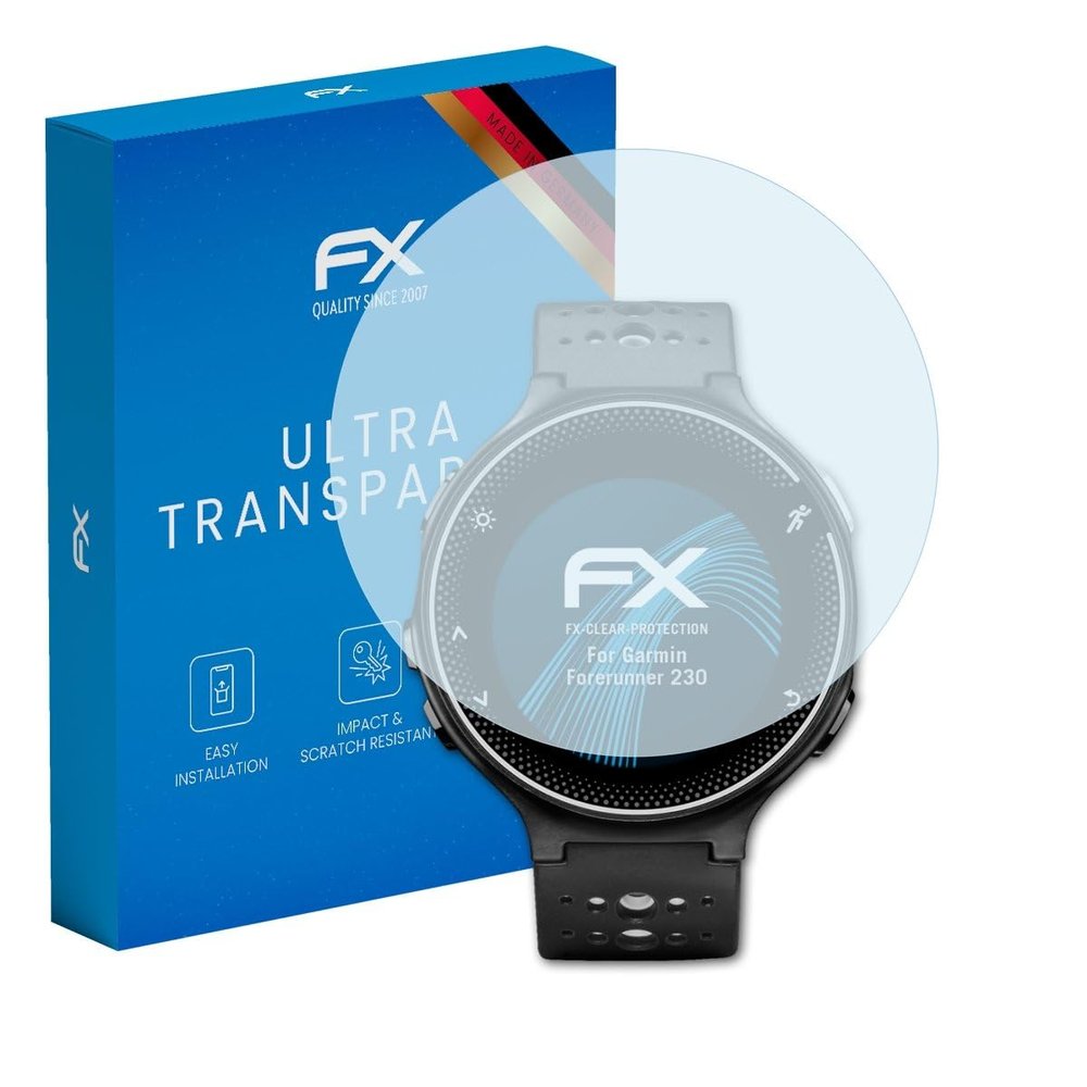 atFoliX Screen Protection Film compatible with Garmin Forerunner 230 Screen Protector, ultra-clear FX Protective Film (3X)