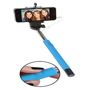 SoundLogic XT Universal Extendable Selfie Stick with Built-in AUX Remote, Blue