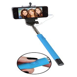 SoundLogic XT Universal Extendable Selfie Stick with Built-in AUX Remote, Blue