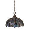 Toltec Lighting Chain Hung Pendant Light, Adjustable Ceiling Hanging Fixture, Dimmable Kitchen Island Lighting, Modern Dining Room Pendant, Dark Granite Finish, 16" Blue Mosaic Art Glass view 1