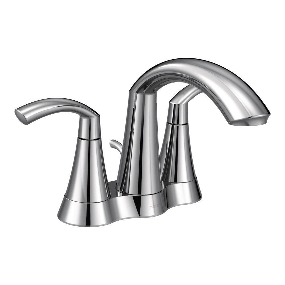 Moen Glyde Chrome Two-Handle High Arc Centerset Bathroom Faucet, 6172