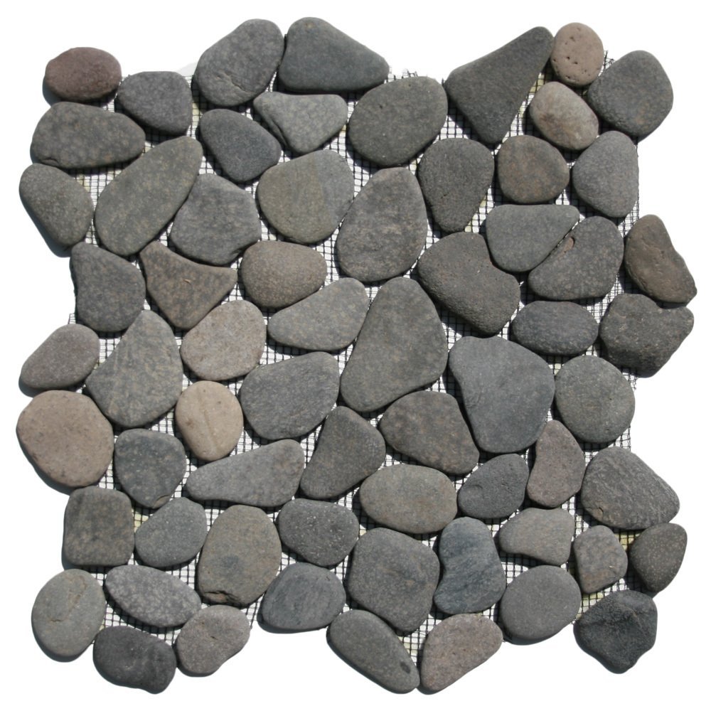 CNK Tile Island Grey Stone Mosaic Tile - 12" x 12" Polished Natural Stone for Kitchen Backsplash Bathroom Shower Floors Wall Decor & More - Durable Moisture-Resistant Easy Maintenance - Pack of 1