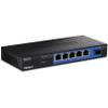 TRENDnet 5-Port Gigabit Compact Metal Desktop Switch with SFP Slot, TEG-S51SFP , Fanless Design, Wall Mountable, Lifetime Protection, Black view 1
