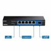 TRENDnet 5-Port Gigabit Compact Metal Desktop Switch with SFP Slot, TEG-S51SFP , Fanless Design, Wall Mountable, Lifetime Protection, Black view 4