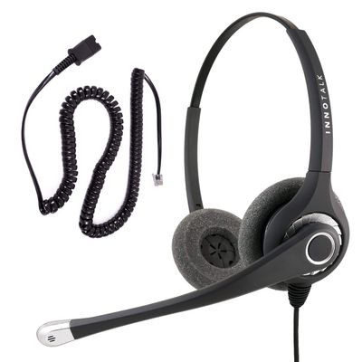 INNOTALK Desk Phone Headset Compatible with Cisco 6921, 7861 - Durable Professional Binaural Headset with a Quick Disconnect Phone Headset Adapter as Office Headset