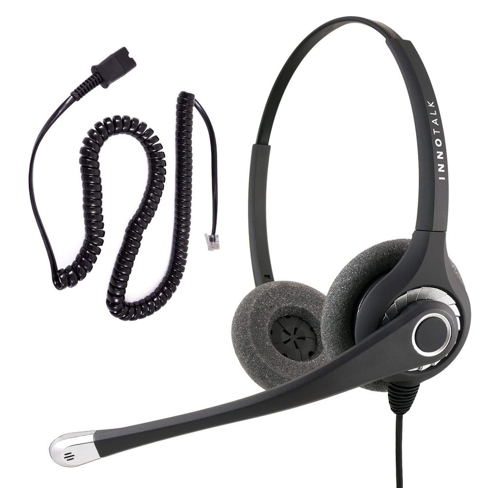 INNOTALK Desk Phone Headset Compatible with Cisco 6921, 7861 - Durable Professional Binaural Headset with a Quick Disconnect Phone Headset Adapter as Office Headset