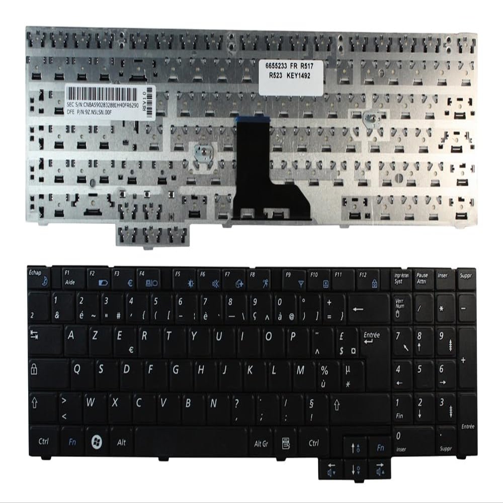 Power4Laptops French Layout Black Replacement Laptop Keyboard Compatible with Samsung R530-Ninjo