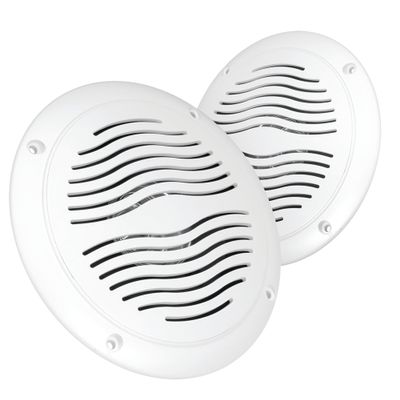 5-inch Water Resistant Outdoor Speakers, Dual Cone, 25W Peak Power, Marine and RV Compatible (White)
