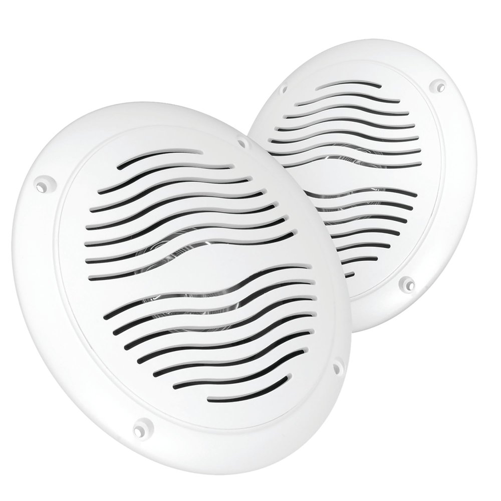 5-inch Water Resistant Outdoor Speakers, Dual Cone, 25W Peak Power, Marine and RV Compatible (White)