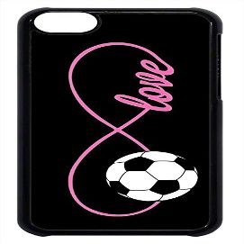 Soccer Girl Pink Infinity Black case cover Hard Plastic for ipod Touch 6 by Cases4U (Tm)