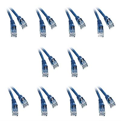 10 Pack, Cat5e Blue Ethernet Patch Cable, Snagless Molded Boot, 1.5 Feet, CNE541181