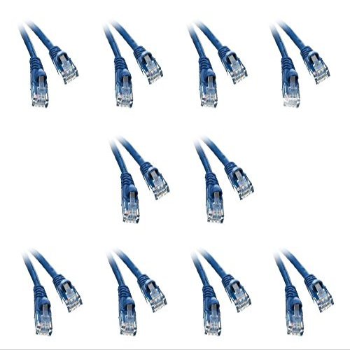 10 Pack, Cat5e Blue Ethernet Patch Cable, Snagless Molded Boot, 1.5 Feet, CNE541181