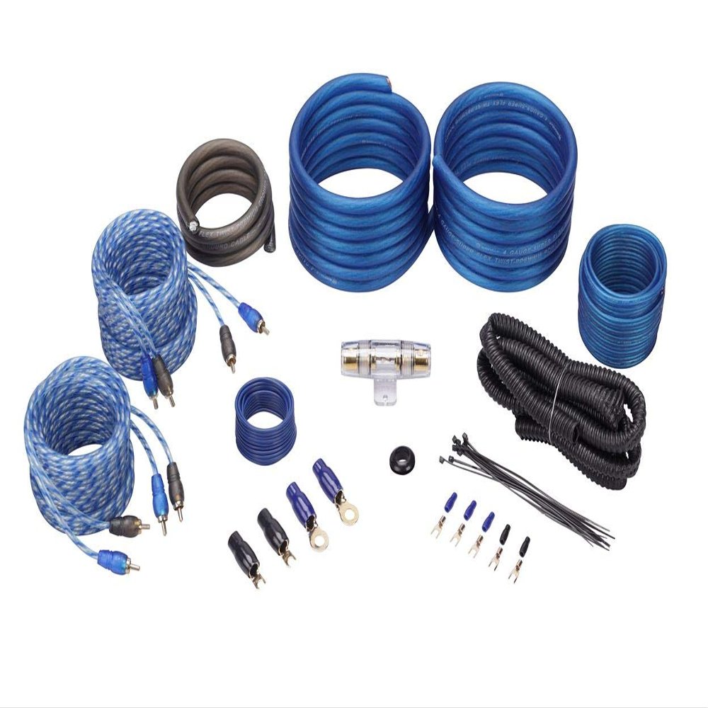 Rockville RWK42 4 Gauge 4 Channel Car Amplifier Wiring Kit, (2) 100% Copper Twisted Pair RCA Interconnects, 16-Gauge Speaker Wire, 80A Fuse, Flexible PVC Jacket, Complete Car Audio Installation