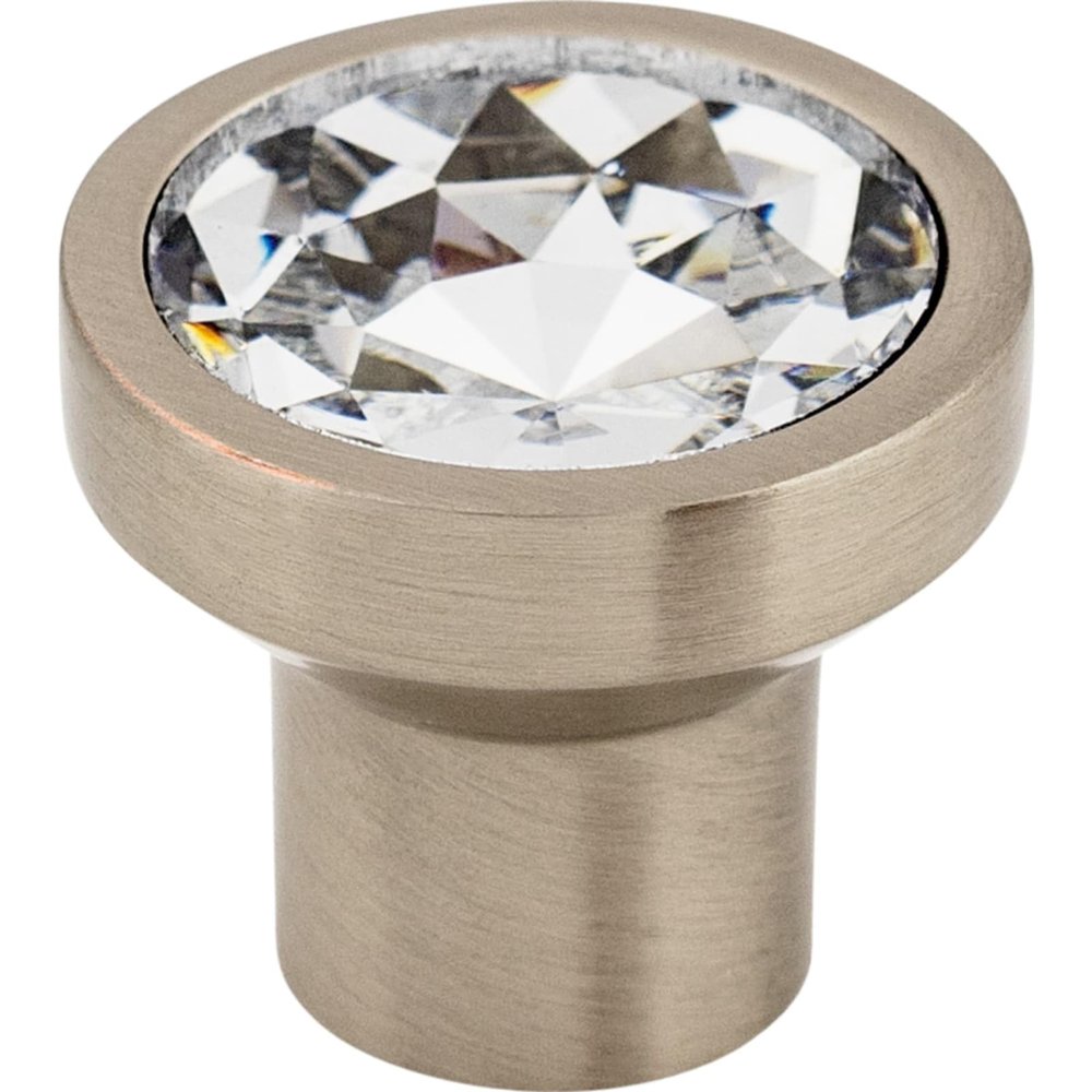 Top Knobs Wentworth Crystal 13/16" Diameter Round Knob Brushed Satin Nickel