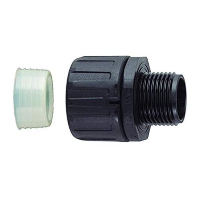 166-90123 - Conduit Connector, HelaGuard, Straight, 1-1/2 ", Nylon 6.6 (Polyamide 6.6), Black, 67 mm, IP68