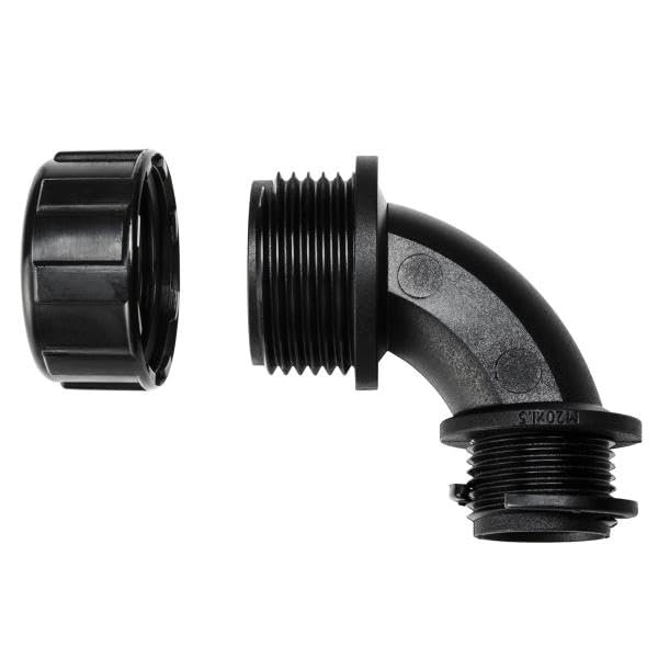 166-90132 - Conduit Connector, HelaGuard, 90 Degree, 1-1/4 ", Nylon 6.6 (Polyamide 6.6), Black, 113 mm, IP65